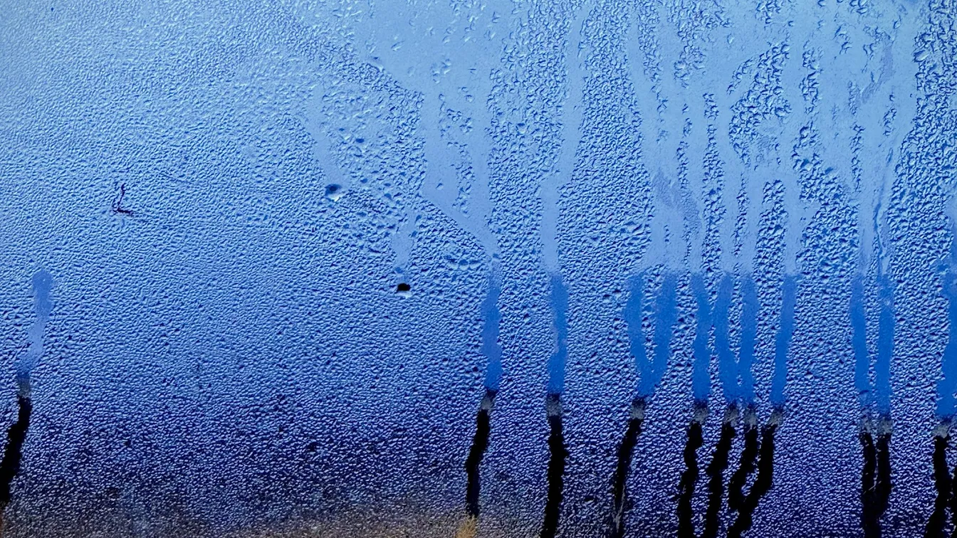Condensation running down a window pane